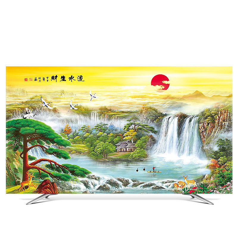 京城派 电视罩防尘罩套简约现代曲面电视机罩挂式液晶客厅75英寸盖布 003流水生财 75寸定制款(175*96cm)高清大图