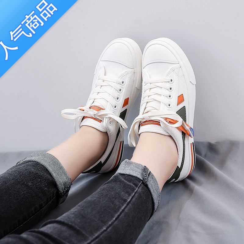 SUNTEK帆布鞋女春季薄款小白鞋2023新款女鞋ulzzang百搭ins街拍潮高清大图