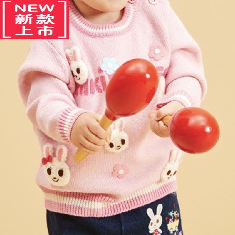 可莉允]miki男女童套头毛衣帽子围巾套装小熊兔子保暖宝宝针织衫棉图片