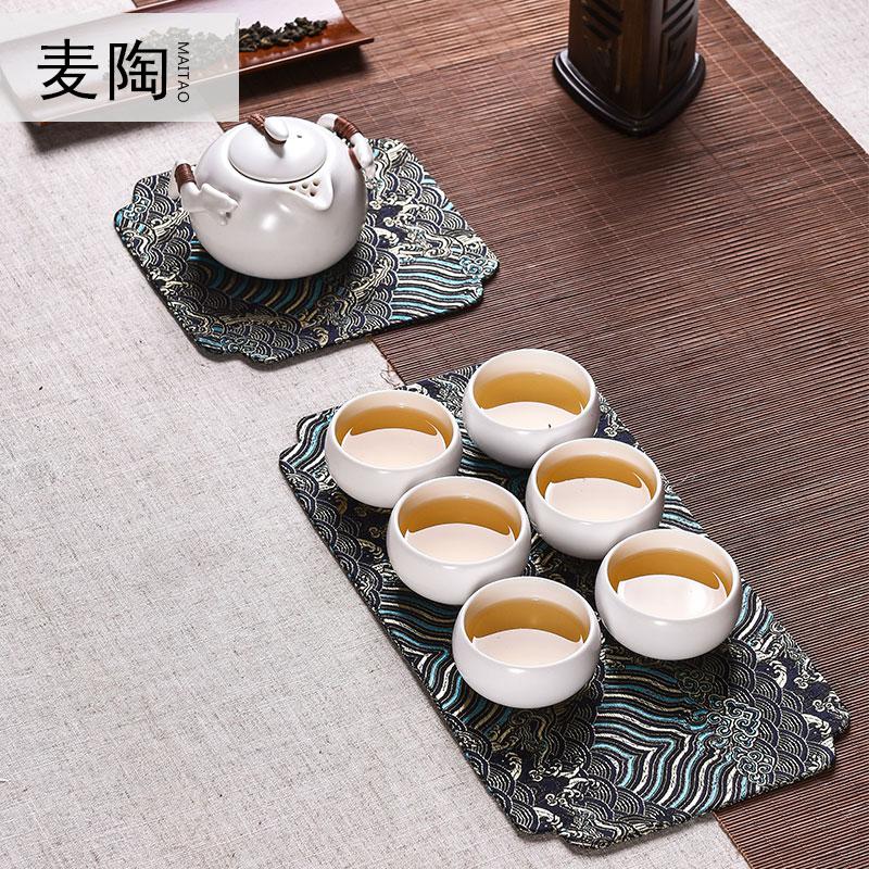 美帮汇龙纹绣茶道布艺茶席茶垫茶桌布茶几桌旗茶具垫子配件麻布茶旗杯垫高清大图