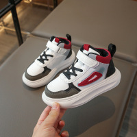 韩版复古童儿童运动鞋25秋款中帮男童休闲加绒板鞋女童时尚AJ鞋 30码内长约18.2cm 黑色二棉