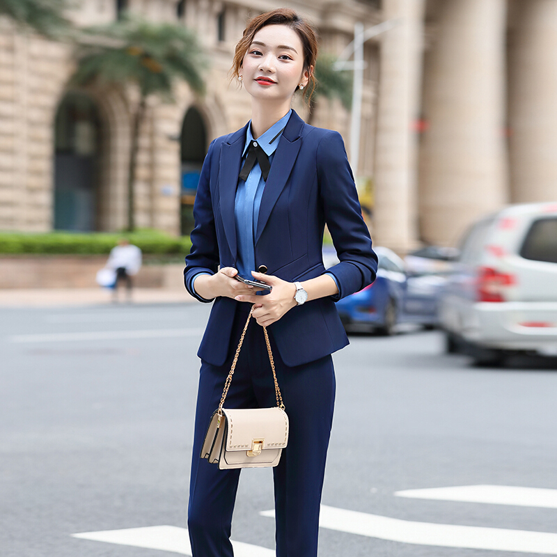 岚心云职业装套装女秋季新款时尚气质商务西装工作服教师面试正装女