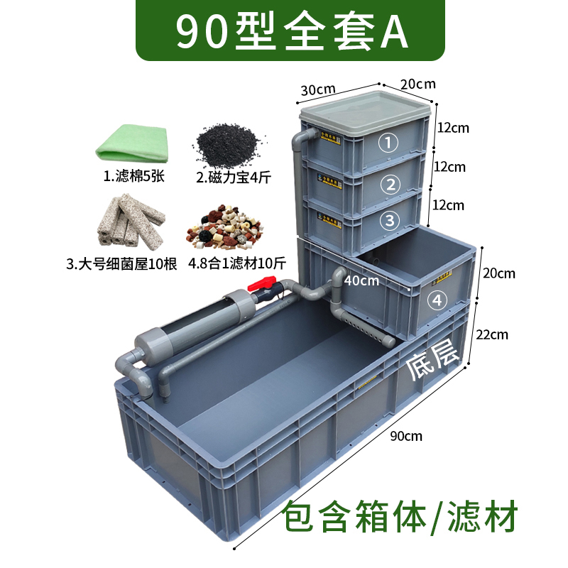 龟箱乌龟缸周转箱沼泽过滤箱水道生态缸内循环净水鱼龟混养滴流盒