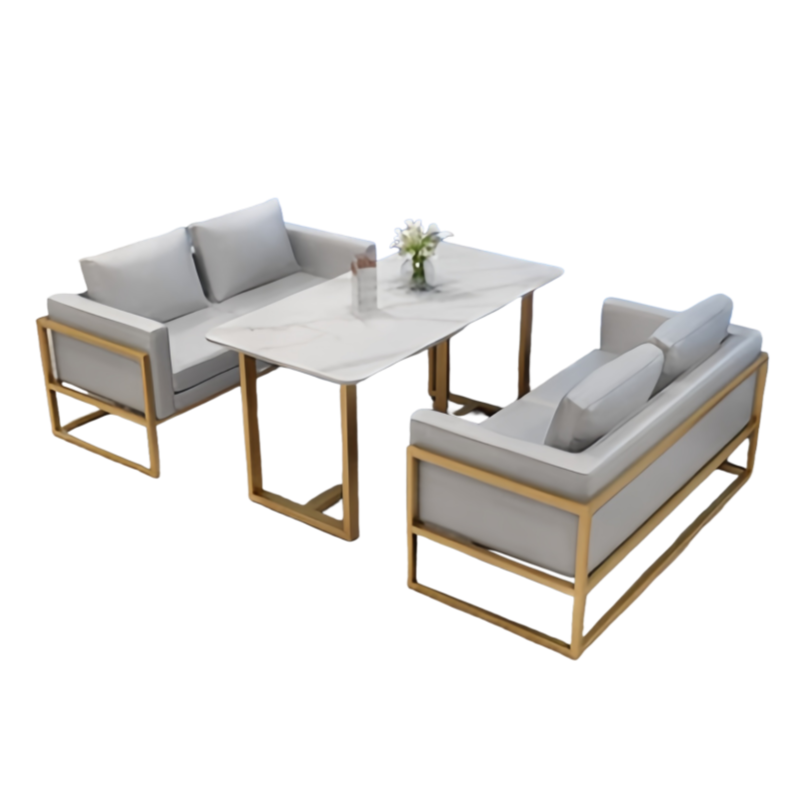 智叶舟休闲沙发组合双人位*2+长方桌套高清大图