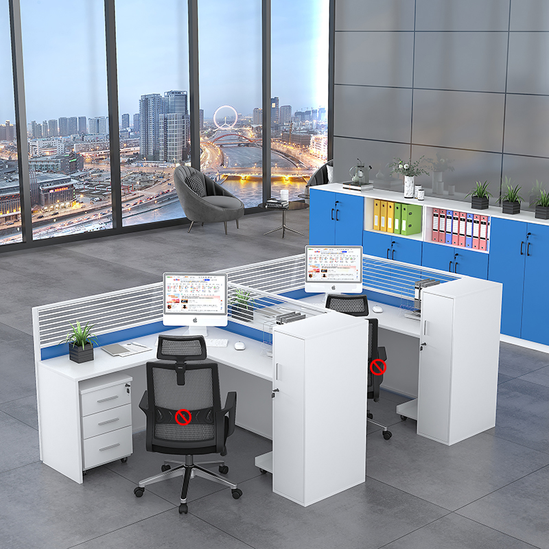 臻远 职员办公桌现代简约电脑桌屏风卡座可定制 F型2人位高清大图