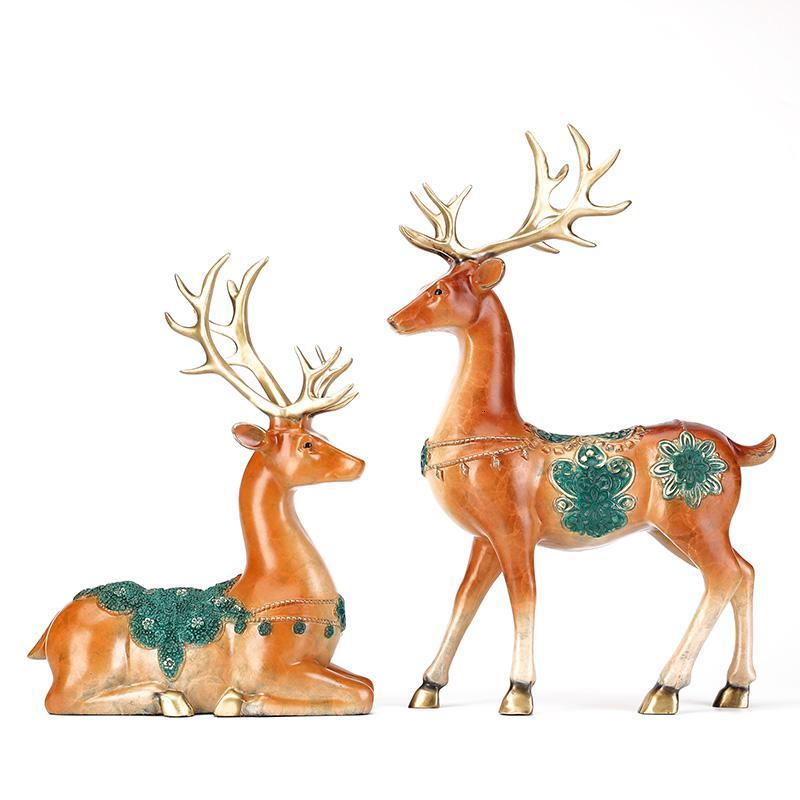 家柏饰corated铜鹿摆件铜梅花鹿大号一对酒柜客厅创意家居饰品新房