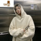 YANXU纯黑色排扣卫衣男款500g硬挺无抽绳连帽美式外套oversize