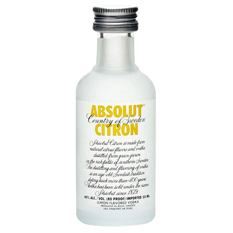 绝对伏特加(Absolut Vodka)洋酒 柠檬味伏特加酒 风味小酒伴 50ml