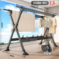 邦云晾衣架落地家用阳台 枪灰色【1.4-2.3m伸缩】6晒鞋托+防风脚垫