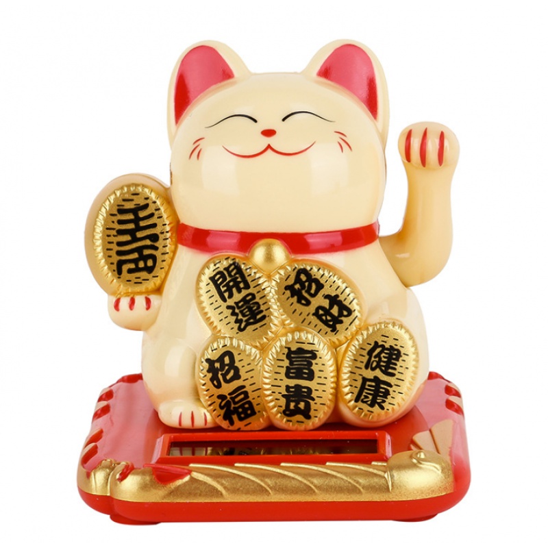 创意开业礼品光能摇手车载可爱猫摆件太阳能小猫汽车内饰摆件 三维工匠 金猫高清大图