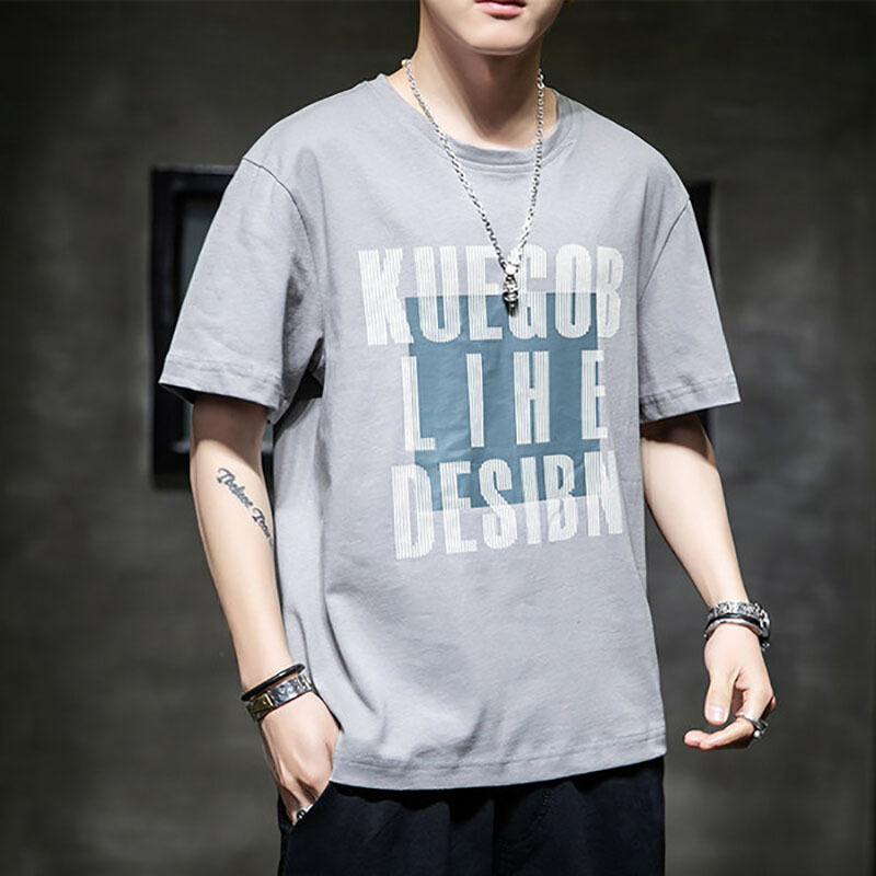 新款男潮牌短袖t夏季圆领印花宽松运动男装半袖潮流上衣莎丞