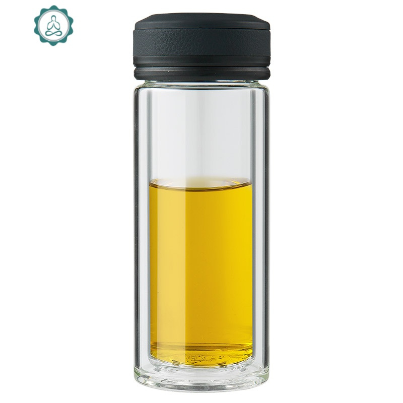 玻璃杯单层玻璃水杯便携办公茶杯便携玻璃杯免费刻字 封后 dv18-黑u