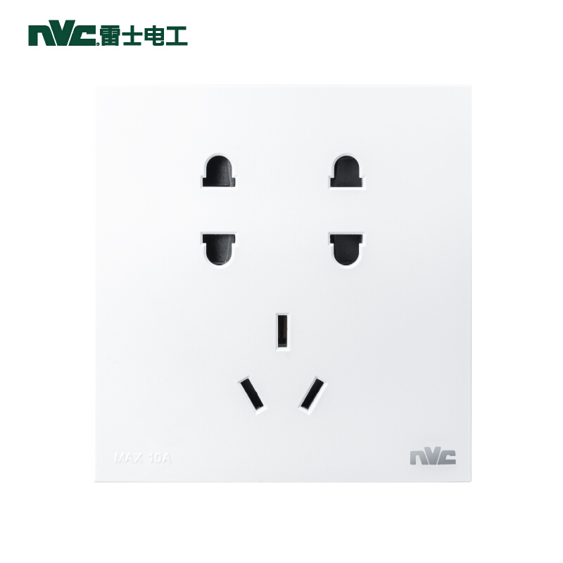 雷士(NVC)开关插座 七孔插座86型10A 二二三插暗装墙壁开关面板 V5知希系列简约白色
