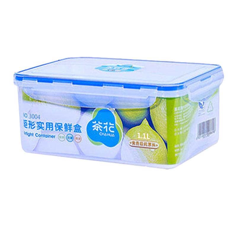 茶花（CHAHUA）3004长方保鲜盒1.1L 塑料保鲜盒长方形食品密封套装便当微波炉饭盒 2件装