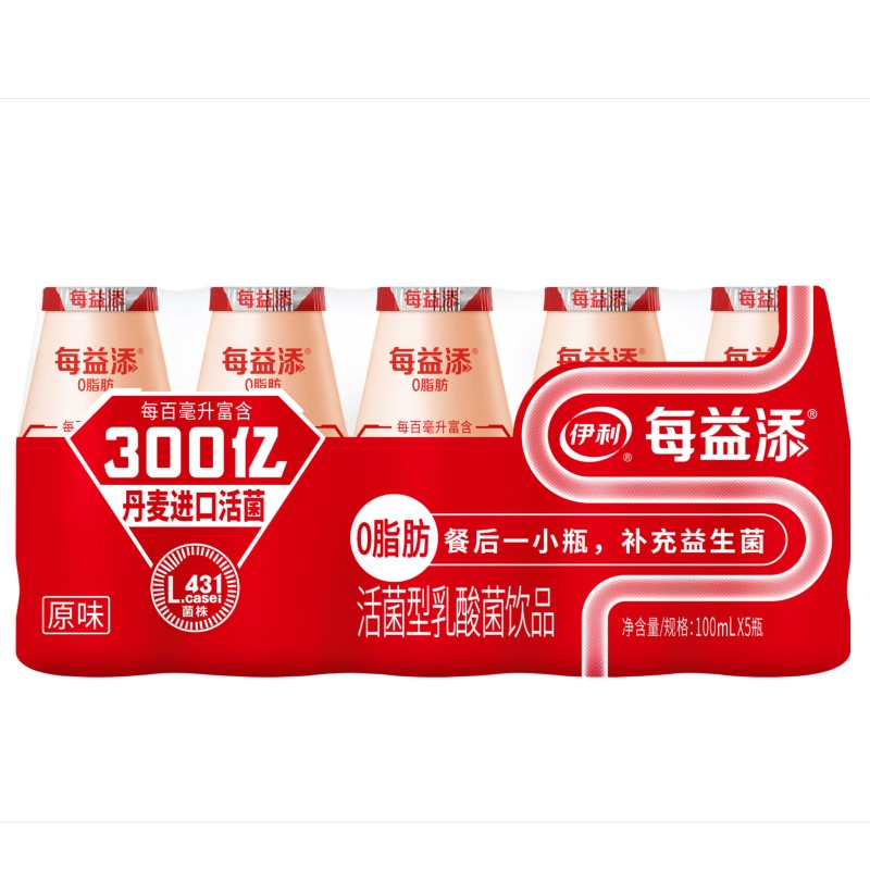 伊利每益添活性乳酸菌饮料原味100ml5