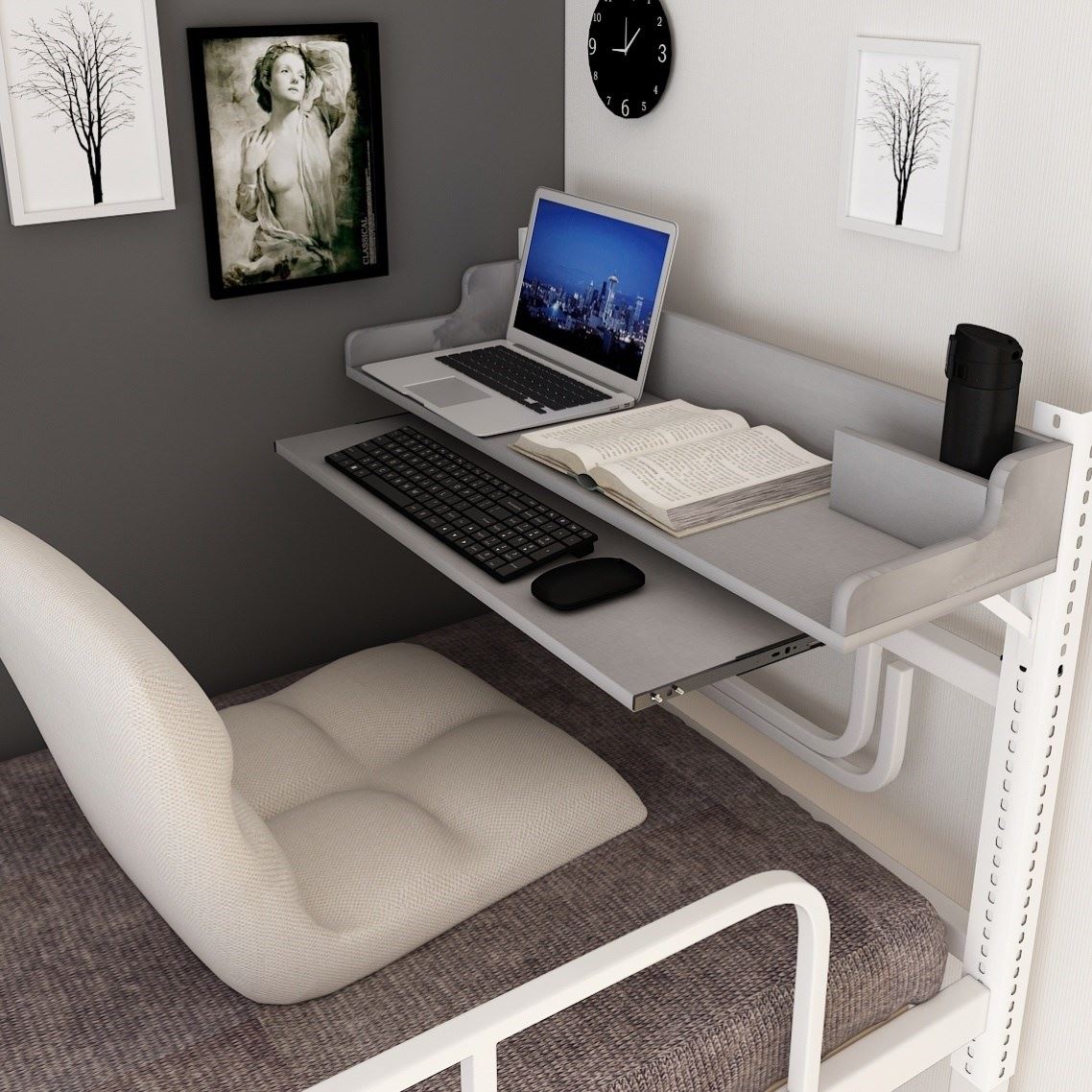 皇豹床上书桌大学生懒人固定床上桌悬空电脑桌宿舍寝室学习桌上铺电脑