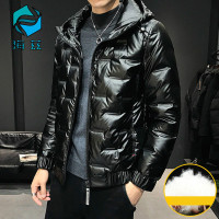 厚款男士服短款外套冬季装潮流立领时尚亮面轻厚外套不出绒oeny