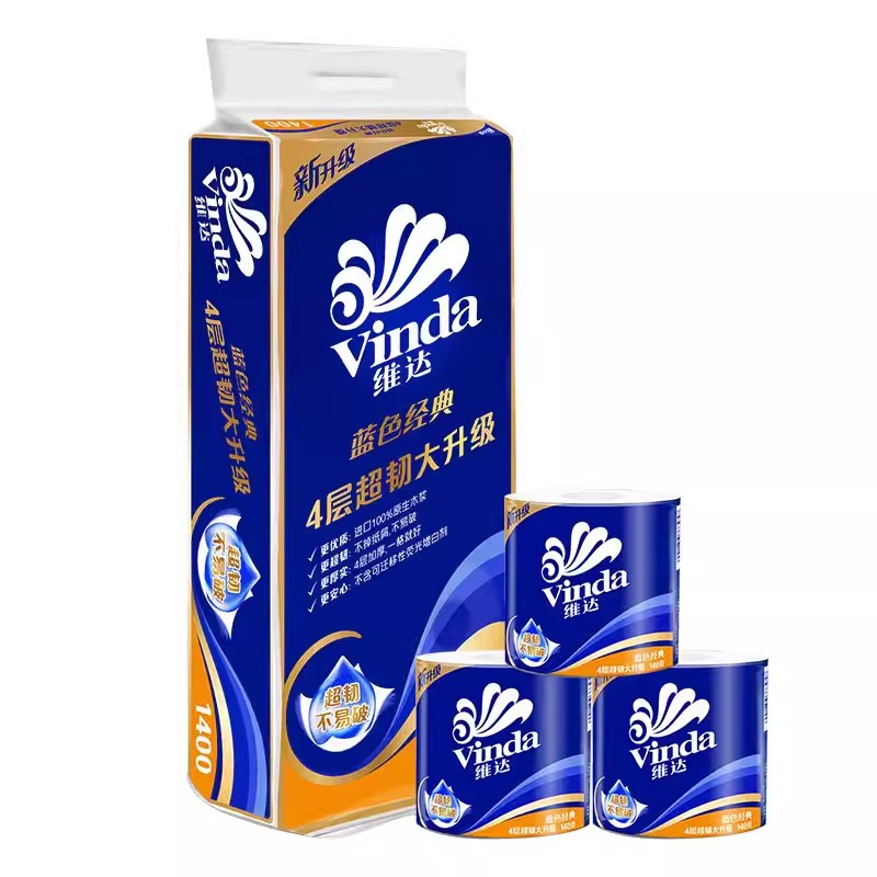 维达 VINDA V4069 蓝色经典卫生卷纸 4层140g10卷*1提高清大图
