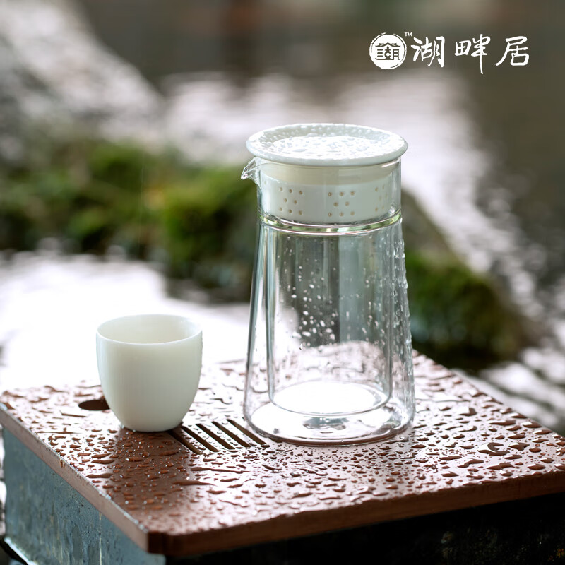 湖畔居 春茶龙井茶功夫茶茶具快客杯便携简易随身旅行玻璃泡茶宝一壶两杯 黑包高清大图