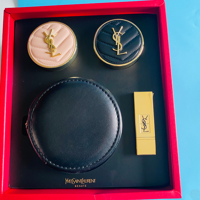 圣罗兰ysl至臻礼遇4件套迷你粉气垫气垫套盒口红小样1号色礼盒套装