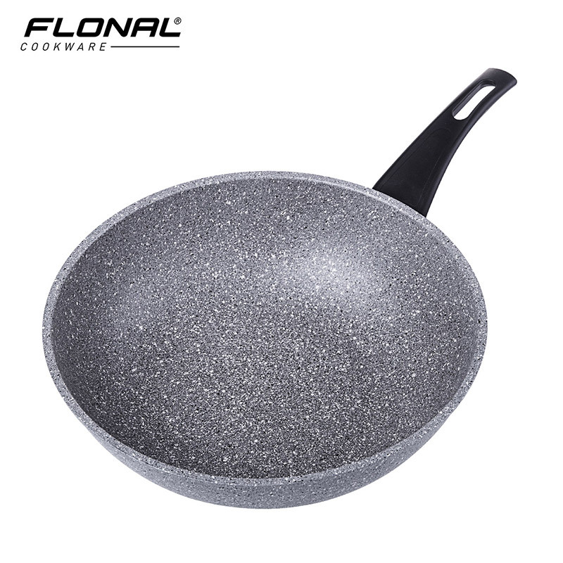 FLONAL经典火山岩复底系列32CM炒锅套装,不粘锅家用不沾锅平底电磁炉燃气灶适用