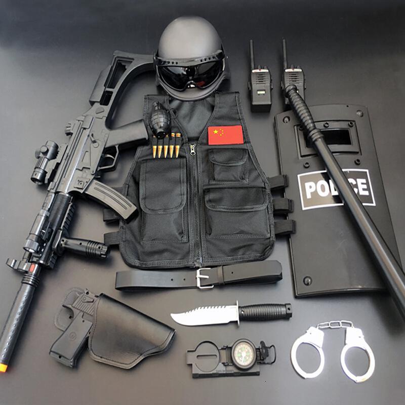 儿童玩具套装cos特警装备电动声光仿真道具小警察男孩小特警11件套送