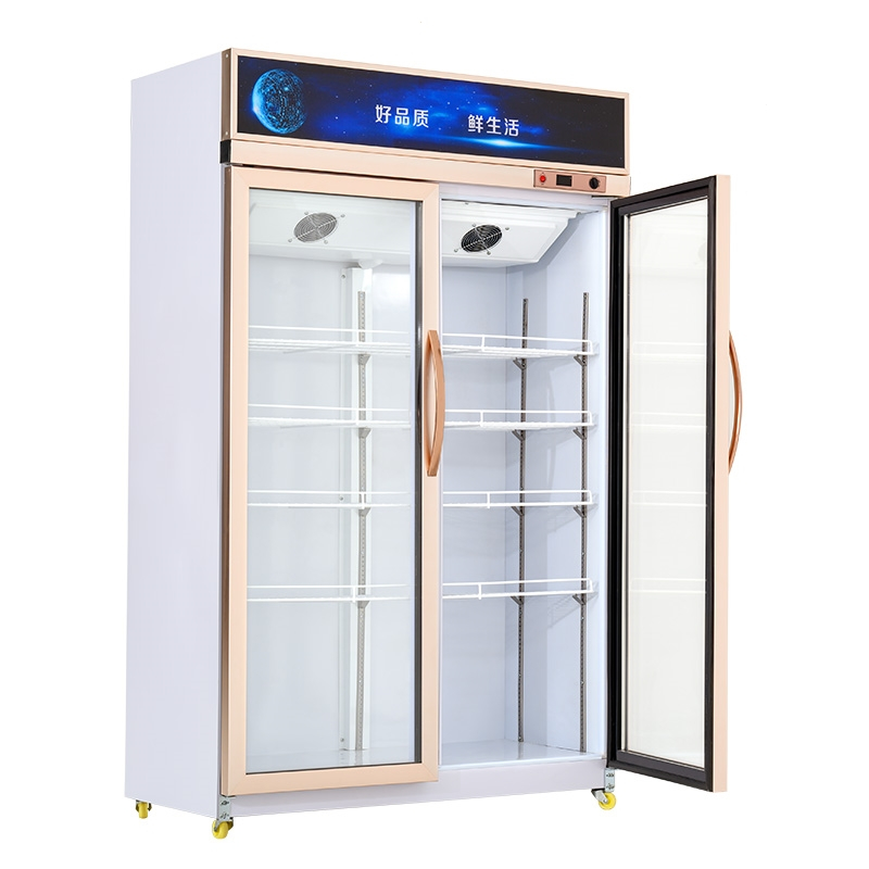 冷藏柜展示柜保鲜柜立式双门铜管切夫曼商用饮料冷饮蔬菜水果柜冰柜1