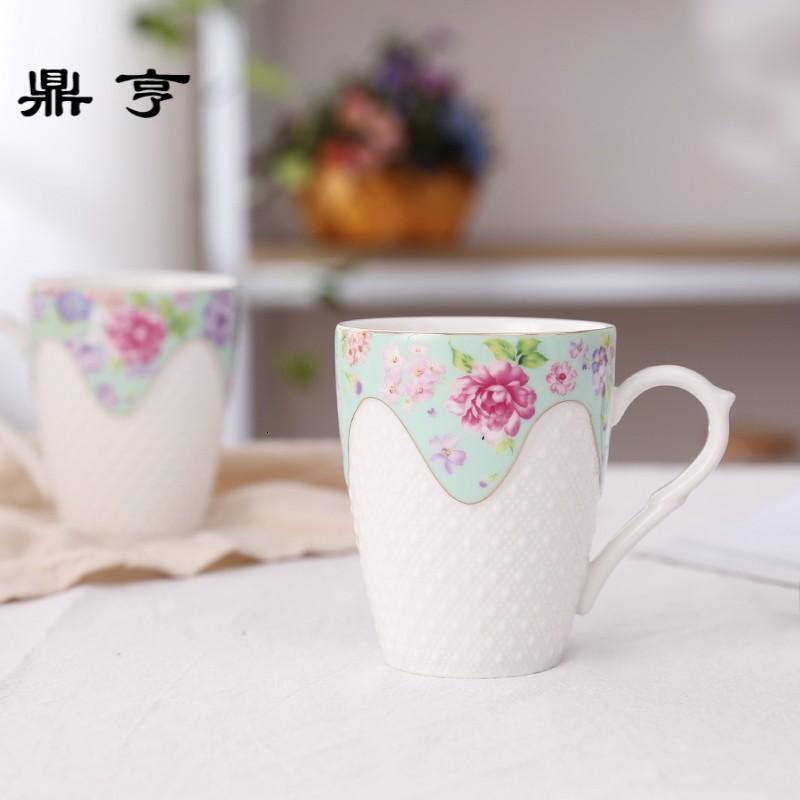 鼎亨茶具家用欧式水杯冷水壶凉水壶陶瓷杯水具套装耐热杯具配托盘