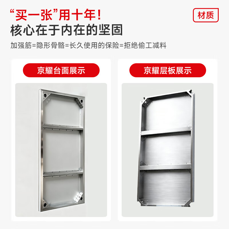 京耀 不锈钢工作台拆装厨房商用打荷切菜桌操作台200*100*80双层厚度08高清大图