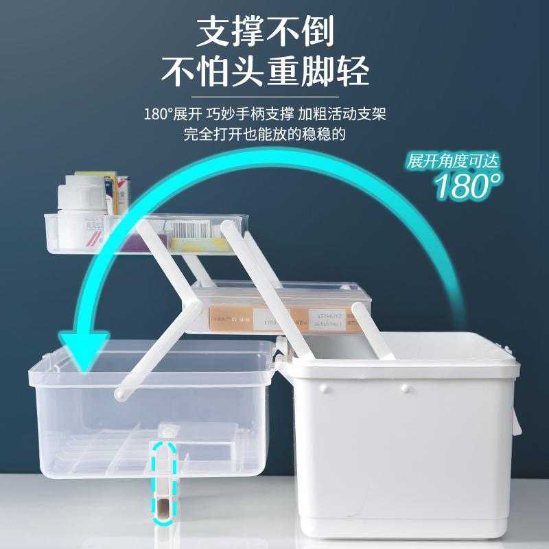 JEKO&JEKO 大号多功能药箱收纳箱塑料药盒家庭医药箱急救箱药品收纳盒化妆盒医疗箱家用医药箱 SWB-5490