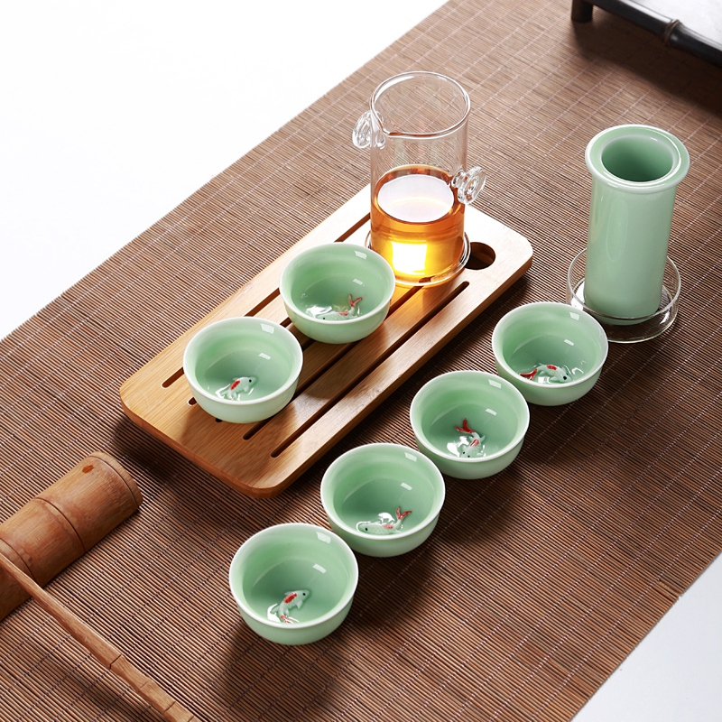 陶瓷茶具套装功夫茶具整套茶具冰裂茶杯茶壶茶道茶盘泡茶套装家用10头