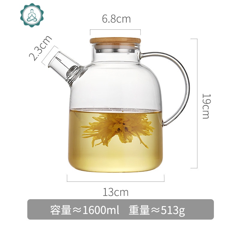 玻璃冷水壶套装家用锤纹泡花茶壶可明火烧创意透明水壶水杯 封后 1600单壶凉水壶