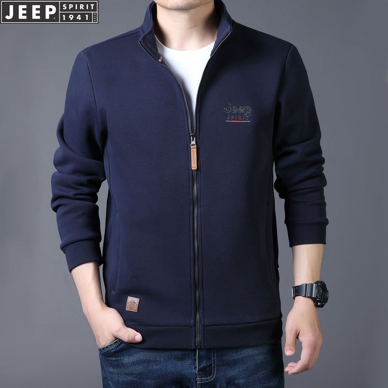 JEEP SPIRIT吉普夹克男纯棉立领开衫男装商务休闲上衣夹克衫卫衣男秋冬百搭外套