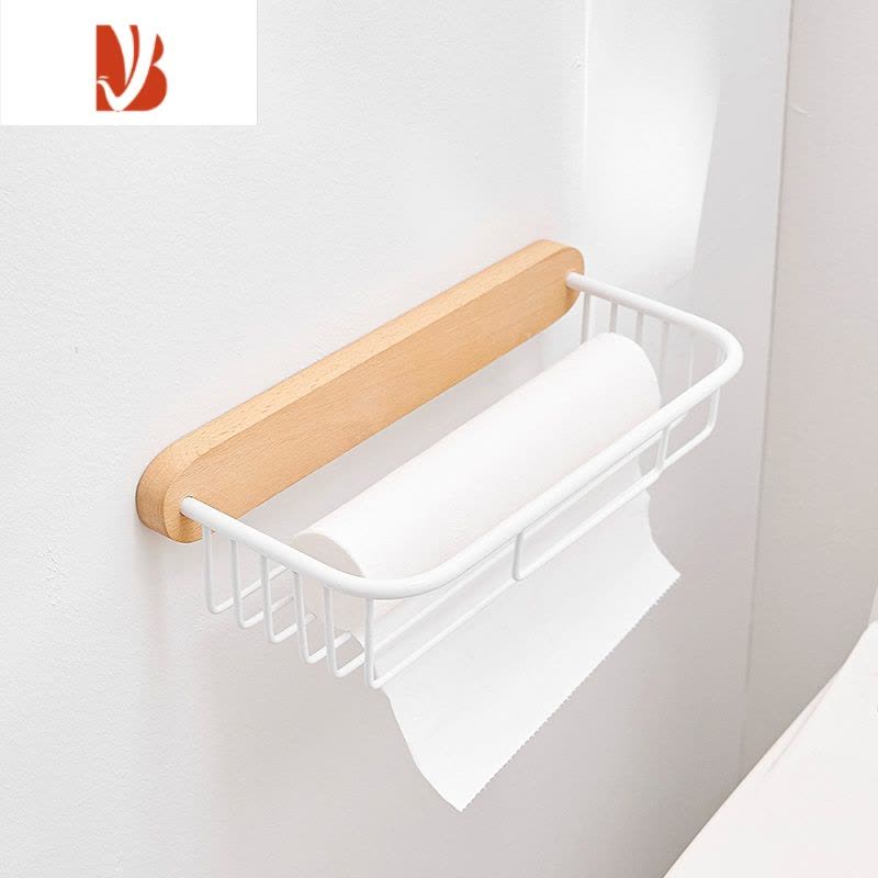 三维工匠洗手间高颜值擦手纸巾盒壁挂式实木卷筒卫生间卫生巾厕纸盒卷纸架 进口原木+白[短抽纸款]图片