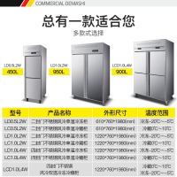 德玛仕(DEMASHI)商用风冷冰柜 厨房髙身雪柜 二封门不锈钢冷藏冷冻保鲜柜LD0.5L2W 风冷款全冷冻