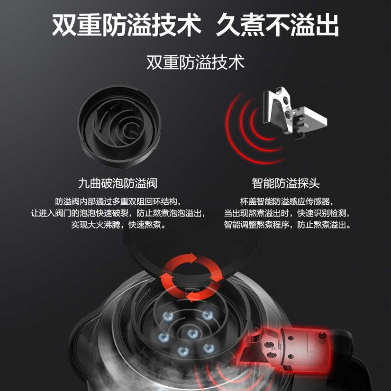 美的(Midea)低噪破壁机家用破壁料理机高温熬煮加热榨汁搅拌绞肉馅豆浆辅食机智能破壁料理机PB12Power304