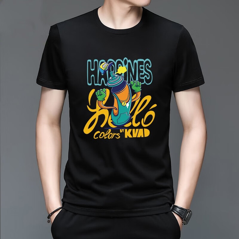 oyy[10款黑色]180克纯棉时尚百搭短袖t恤lz报价_参数_图片_视频_怎么