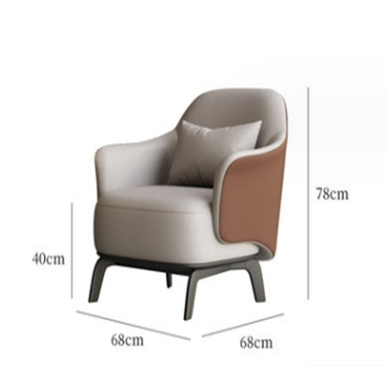 白寅 BY-SFCJZH-004 一桌四椅米灰+棕色【圆桌70*75】 西皮(单位:套)