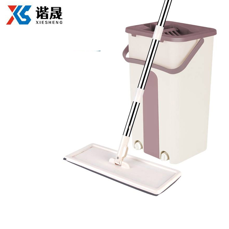 谐晟 免手洗平板拖把套装 绿色 普通款 拖把桶+拖把+2布 1套高清大图