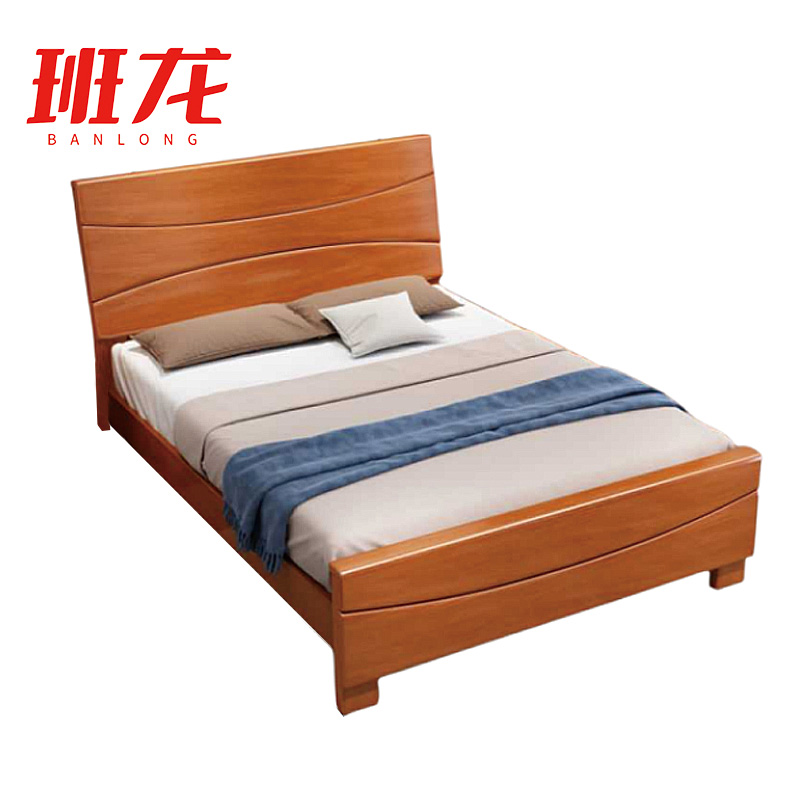 班龙实木床120*200cm+床垫木质套高清大图