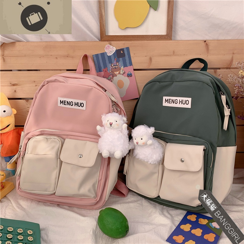 日系ins原宿古着感少女心双肩包韩国chic森系学院风书包女 艾狄伊娃