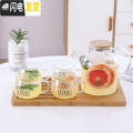 三维工匠耐高温玻璃冷水壶家用凉水杯子套装瓶茶壶装水容器ins风凉杯韩国 1.8L壶+4个moring杯+分区托盘