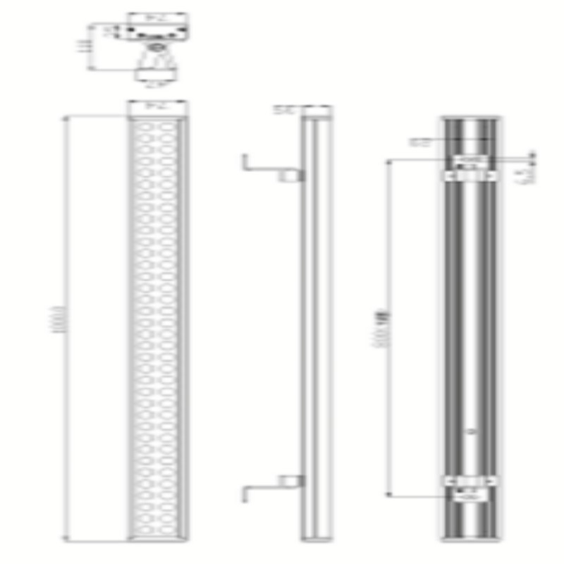 生迪W10 LED线型洗墙灯 ,外壳材料:铝合金,阳极氧化深灰色 9.透光材料:超白钢化玻璃,透明 10.防护等级:IP