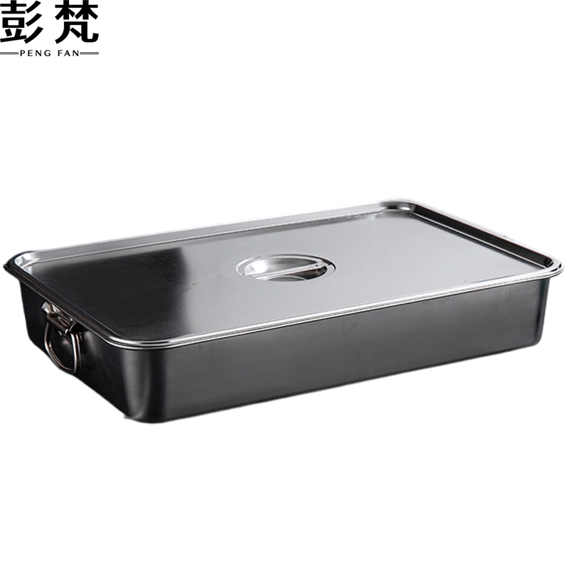 彭梵不锈钢方盆 不锈钢方盆带把手600*400*100mm（有盖）个 方盆