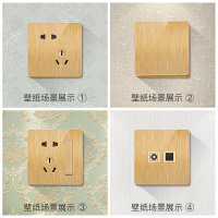 [官方旗舰店]德力西PC材质开关插座面板 86型拉丝香槟金无边框开关墙壁电源插座