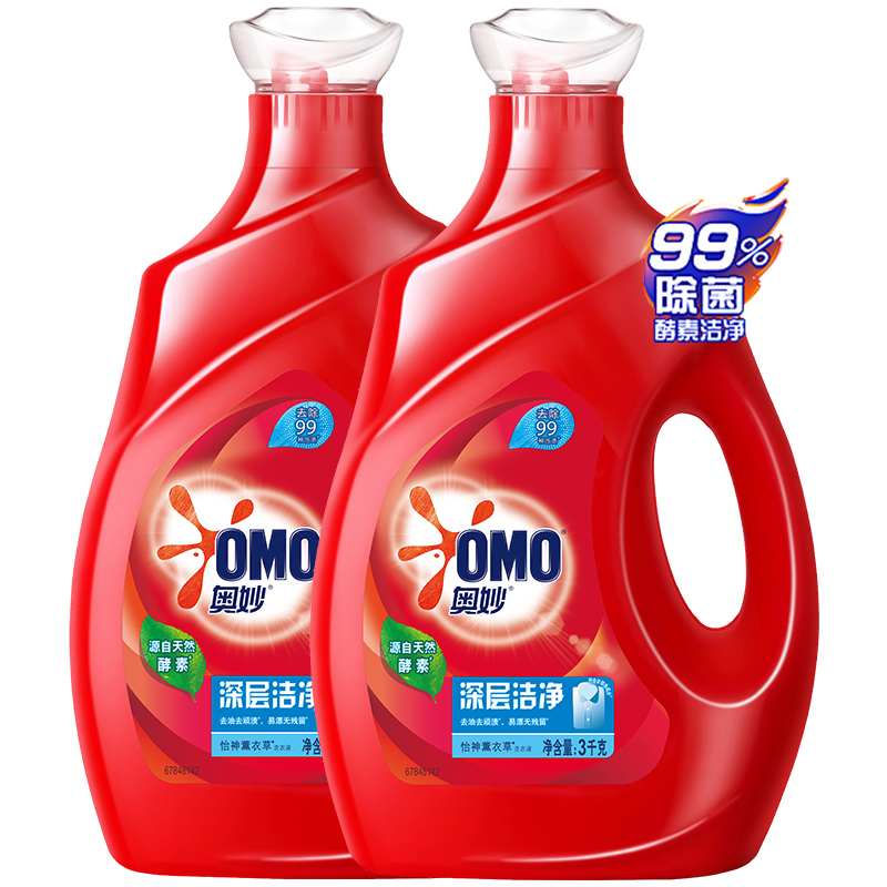 [12斤组合装]奥妙(OMO) 深层洁净洗衣液 3kg+3kg(新老包装随机发货)[联合利华]高清大图
