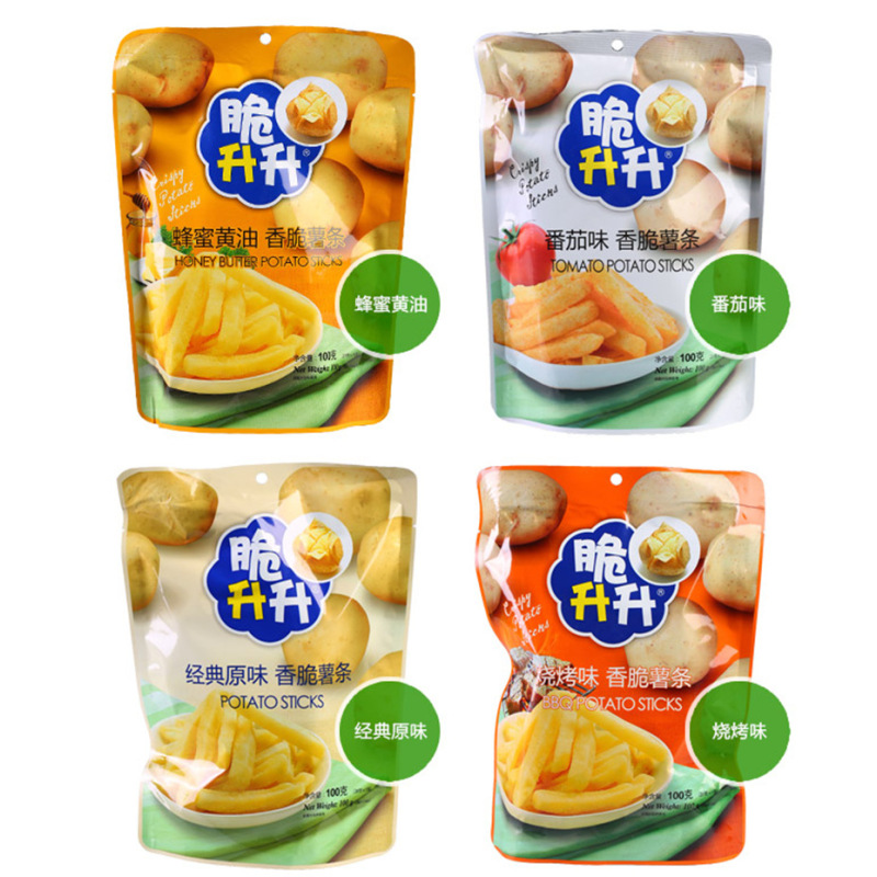 脆升升香脆薯条100g烧烤味*3袋 鲜切原味蜂蜜黄油非膨化休闲零食