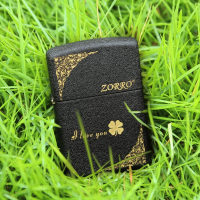 佐罗(ZORRO)黑砂磨砂煤油打火机老式个性定制刻字广告diy男礼物 抖音