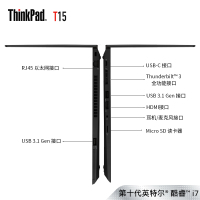 联想ThinkPad T15 00CD i7-10510U 定制 24GB内存 512GB固态 FHD 2020款15.6英寸商务办公轻薄便携笔记本电脑 背光键盘 指纹 2G独显