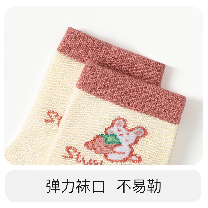 浪莎女童袜子秋冬透气小女孩宝宝棉袜消臭可爱粉系四季儿童袜 草莓 5双 XL 建议鞋码36-40码高清大图